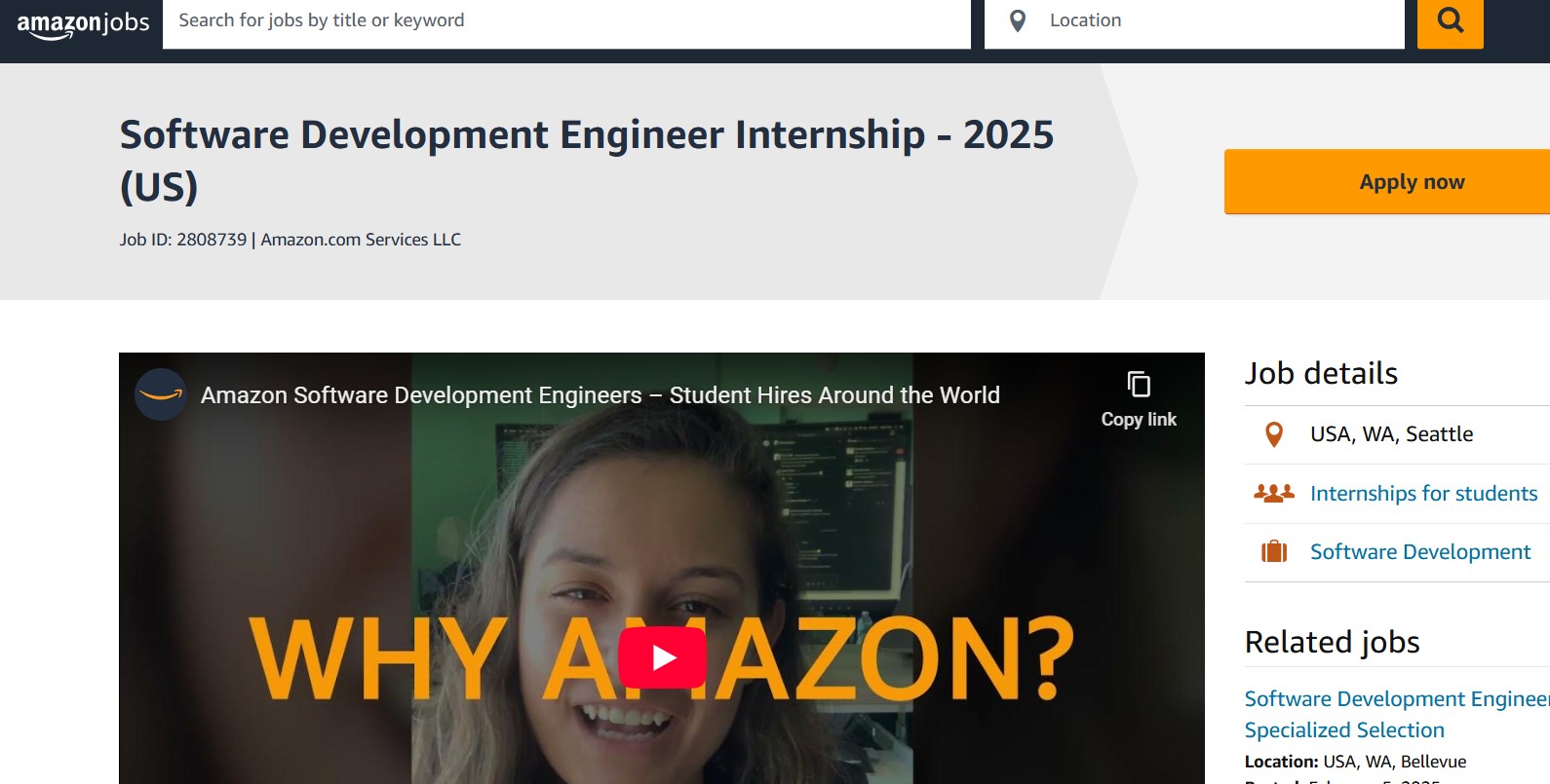 Amazon Software Engineer Internship 2025