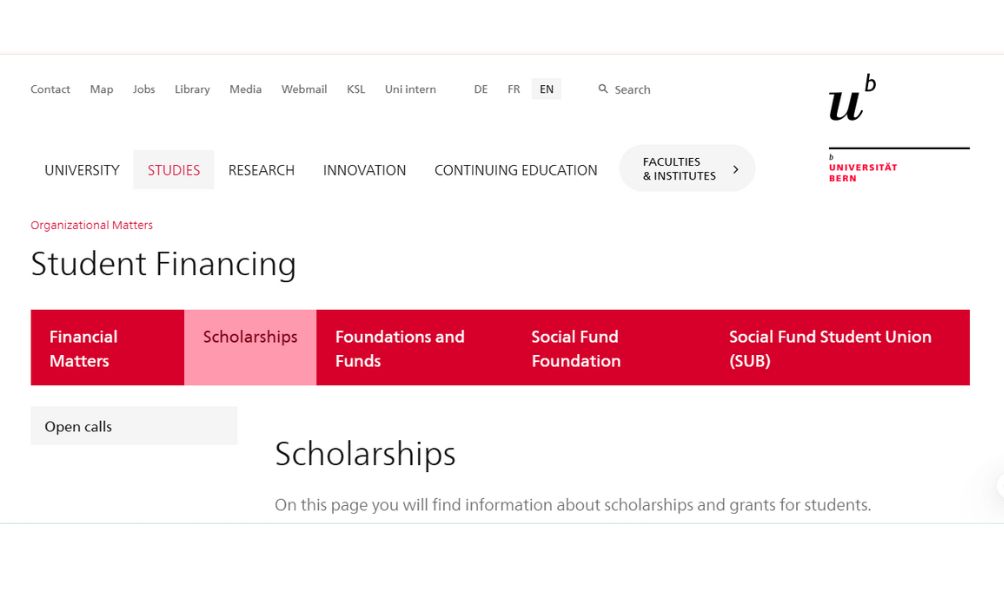University of Bern Scholarships 2025