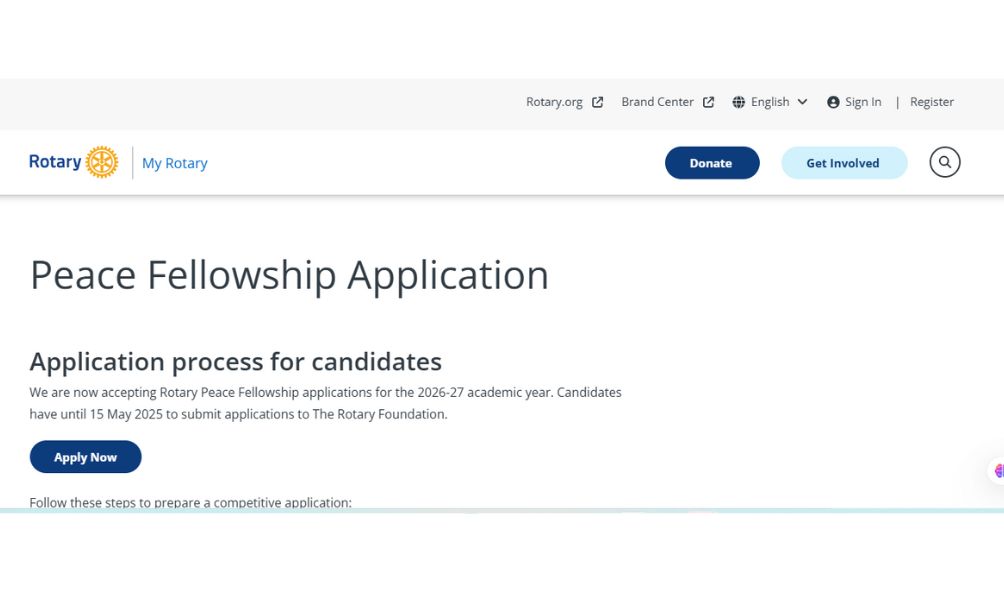 Rotary Peace Fellowships 2026 
