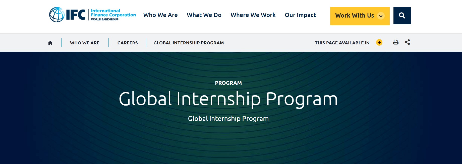 World Bank IFC Global Internship Program 2025