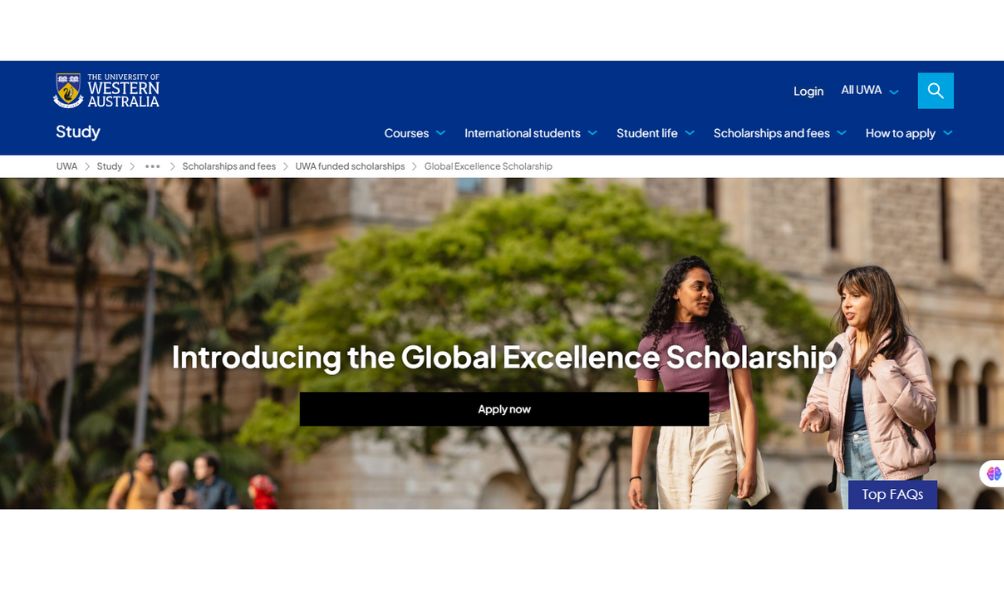 University of Western Australia Global Excellence Scholarship