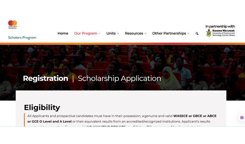 Mastercard Foundation Scholarship 2025