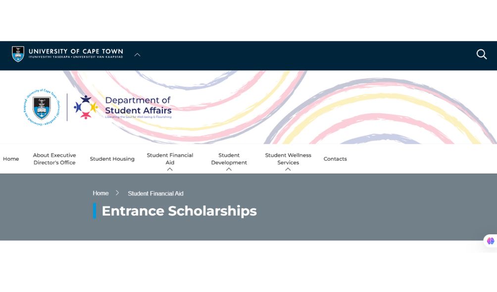 University of Cape Town Entrance Scholarships 2025