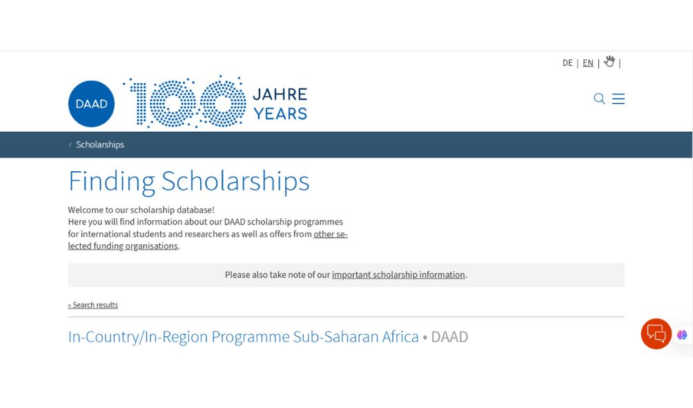 DAAD In-Country / In-Region Scholarships 2025